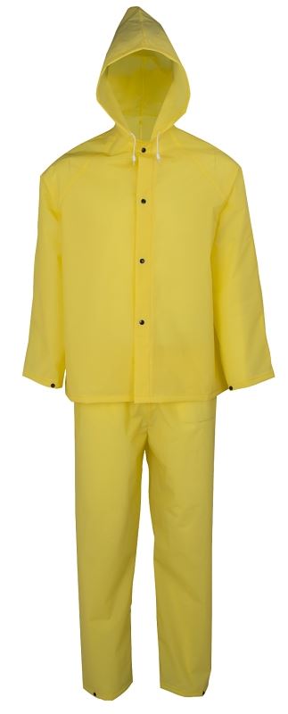 Diamondback RS2-01-XL Rain Suit, XL, 43 in Inseam, EVA, Yellow, Hooded Collar, Snap Down Storm Flap Closure