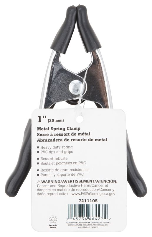 Vulcan JL27524 Spring Clamp, 1 in Clamping, Steel/PVC, Chrome, Silver - VORG7211105