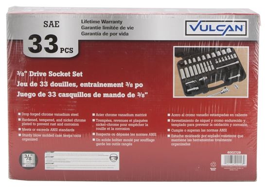 Vulcan TS1033 Socket Set, Chrome Vanadium Steel, Chrome - VORG6002729