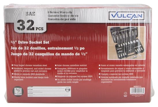 Vulcan TS1032 Socket Set, Chrome Vanadium Steel, Chrome - VORG6002711