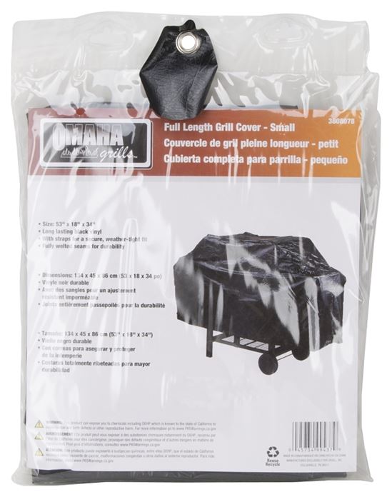 Omaha SPC043L Grill Cover, 18 in W, 34 in H, Vinyl, Black - VORG3808078