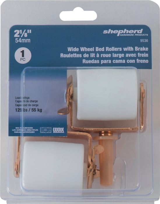 Shepherd Hardware 9536 Bed Roller, 2-1/8 in Dia Wheel, 125 lb Load, White - VORG6036982
