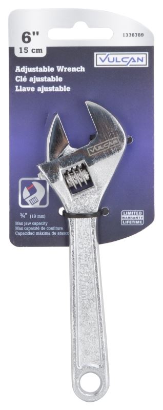 Vulcan WC917-05 Adjustable Wrench, 6 in OAL, Steel, Chrome - VORG1376789