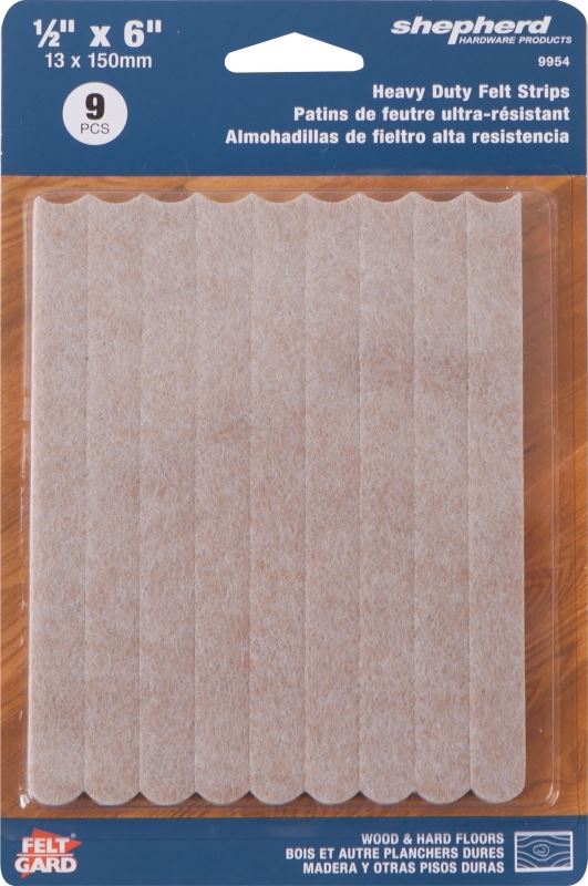 Shepherd Hardware 9954 Protective Strip, Felt Cloth, Beige, 6 in L, 1/2 in W, Rectangular - VORG0507970