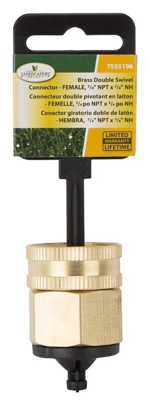 Landscapers Select GHADTRS-9 Swivel Hose Connector, 3/4 x 3/4 in, FNPT x FNH, Brass, Brass - VORG7555196