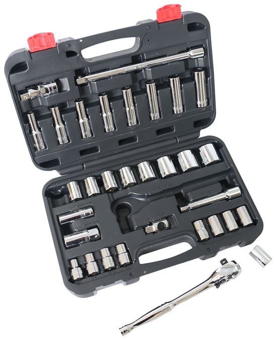 Vulcan TS1032 Socket Set, Chrome Vanadium Steel, Chrome