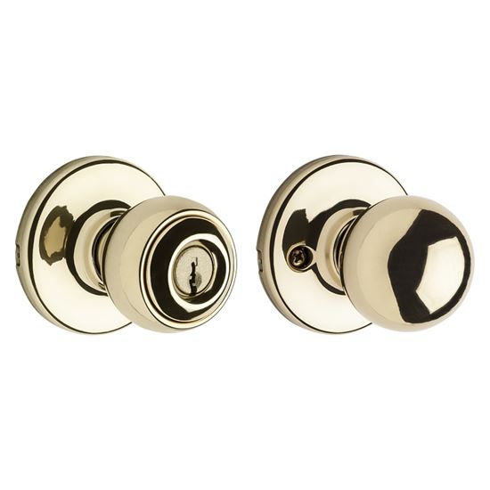 Kwikset 450P 3POLO Storeroom Keyed Entry Knob, Polished Brass, 3 Grade, Reversible Hand - VORG6976864