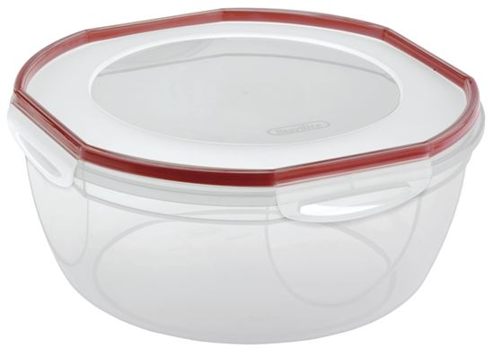 Sterilite Ultra•Seal 03958602 Storage Bowl, 8.1 qt Capacity, Plastic, Clear/Rocket Red, 5-5/8 in Dia, 12 in H, Pack of 2