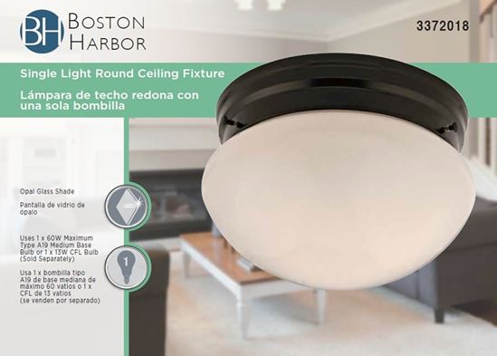 Boston Harbor F13BB01-6854-ORB Single Light Round Ceiling Fixture, 120 V, 60 W, 1-Lamp, A19 or CFL Lamp, Bronze Fixture - VORG3372018