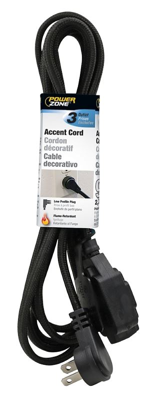 PowerZone ORFC922609 Extension Cord, 16 AWG Cable, 9 ft L, Black - VORG5348784