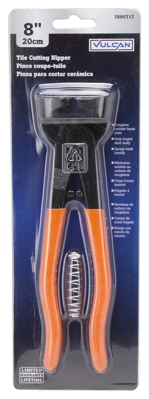 Vulcan MJ-T802081 Tile Nipper with Handle, 3/4 in Cutting Capacity, 5/8 in L Jaw, 2 in W Jaw - VORG7895717