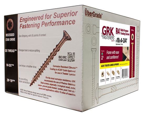 GRK Fasteners R4 00143 Framing and Decking Screw, #10 Thread, 4-3/4 in L, Round Head, Star Drive, Steel - VORG5377957