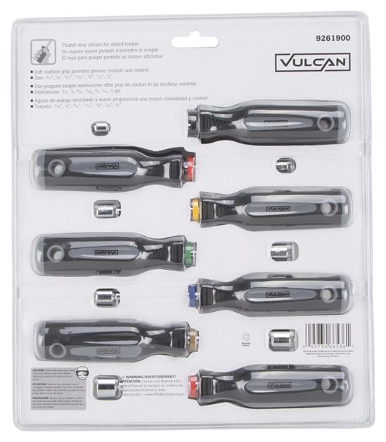 Vulcan SD-SET-3 Nut Driver Set, 7-Piece, Carbon Steel, Chrome, Black & Gray (Handle) - VORG9261900