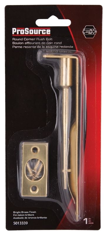 ProSource LR-004-PS Flush Bolt, 1 x 1/2 in Bolt Head, 5 in L Bolt, Solid Brass, Polished Brass - VORG5013339