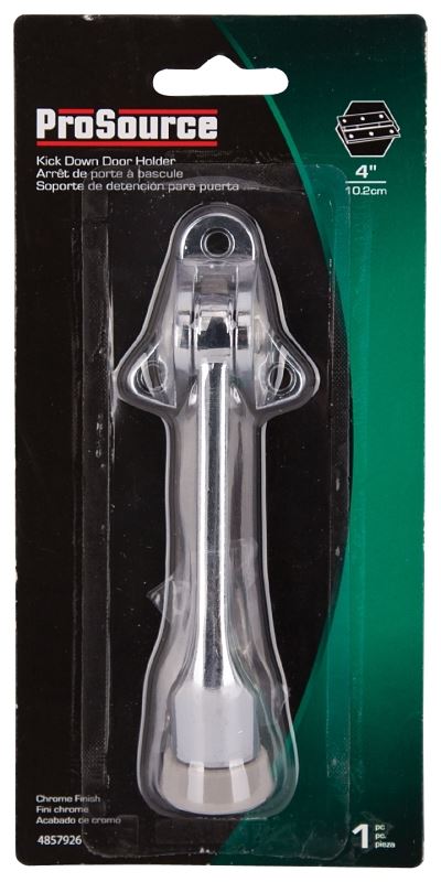 ProSource CL-230CH-PS Door Holder, 5-3/8 in L, 1-5/8 in W, 2 in H, Attaches to Door Mounting, Rubber/Zinc, Chrome - VORG4857926