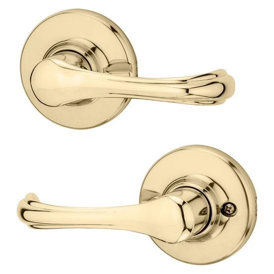 Kwikset 200DNL 3CP Passage Lever, Non-Locking Lock, Polished Brass, Zinc, Residential, Reversible Hand, 3 Grade - VORG4118378