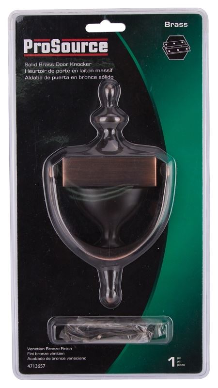 ProSource HR4004VB-PS Door Knocker, Brass, Venetian Bronze, 6-5/16 in Mounting Hole Center to Center - VORG4713657