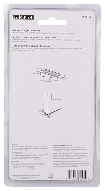 ProSource FE-50922-PS Door Stop, 1 in W x 4 in L x-1/4 in H Projection, Rubber, White - VORG4661708