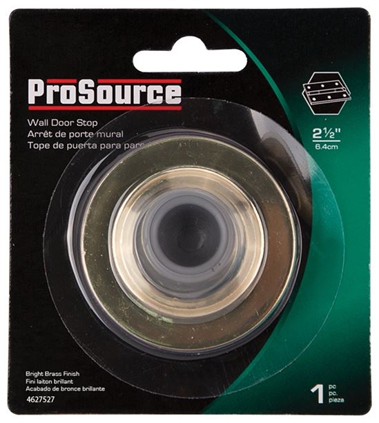 ProSource LR-005-PS Door Stop, 2-1/2 in Dia Base, 2-1/2 in Dia Base x 1 in H Projection, Steel & Rubber - VORG4627527