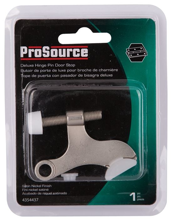 ProSource H20-B043C-PS Deluxe Hinge Pin Door Stop, 2-5/8 in Projection, Die-Cast Zinc & Plastic, Satin Nickel - VORG4354437