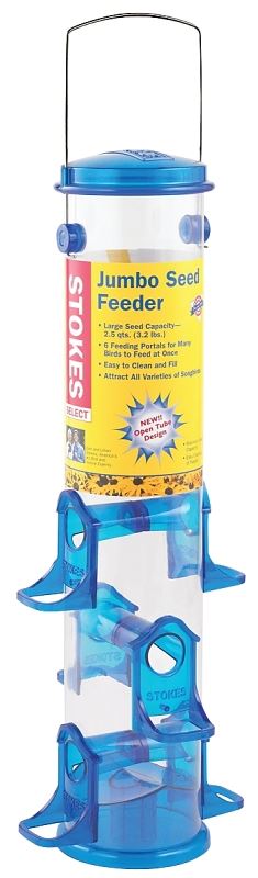 Stokes Select 38030 Seed Bird Feeder, 18 in H, 2.5 qt, Polycarbonate, Blue/Clear/Green, Hanging Mounting