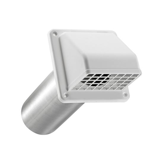 Lambro 224WS Hood Vent, 6.49 in W Hood, 4.81 in H Hood, 4 in Duct, Plastic Hood, White Hood