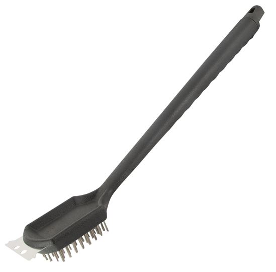 Omaha BBQ1010 Grill Brush with Scraper, 3 in L Brush, 2-1/2 in W Brush, Stainless Steel Bristle, Stainless Steel Bristle - VORG2076206