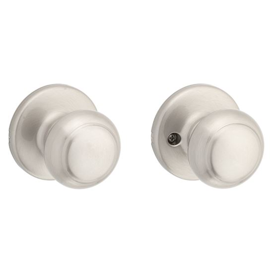 Kwikset 200CV 15 CP Passage Knob, Satin Nickel, 1-3/8 to 1-3/4 in Thick Door, 2-1/4 in Strike - VORG1232487