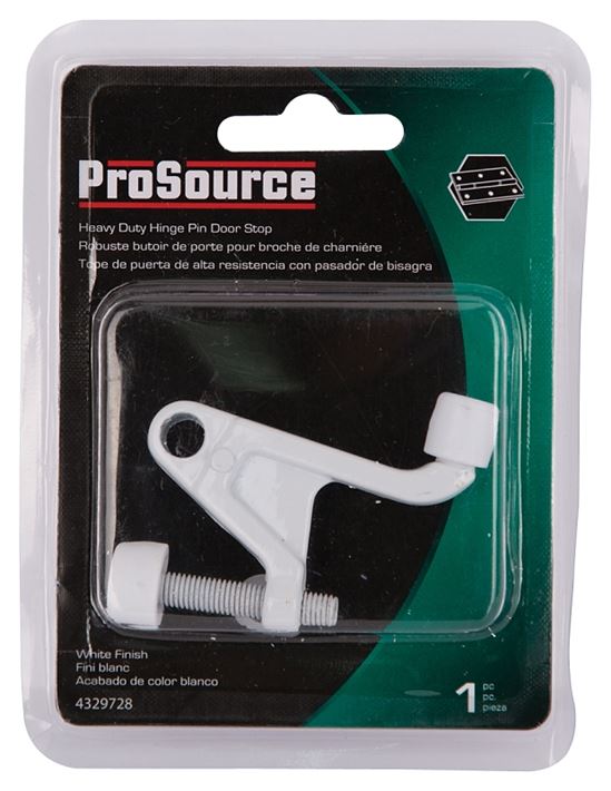 ProSource H6810017W-PS Heavy-Duty Hinge Pin Door Stop, 2-3/4 in Projection, Die-Cast Zinc & Plastic, White - VORG4329728