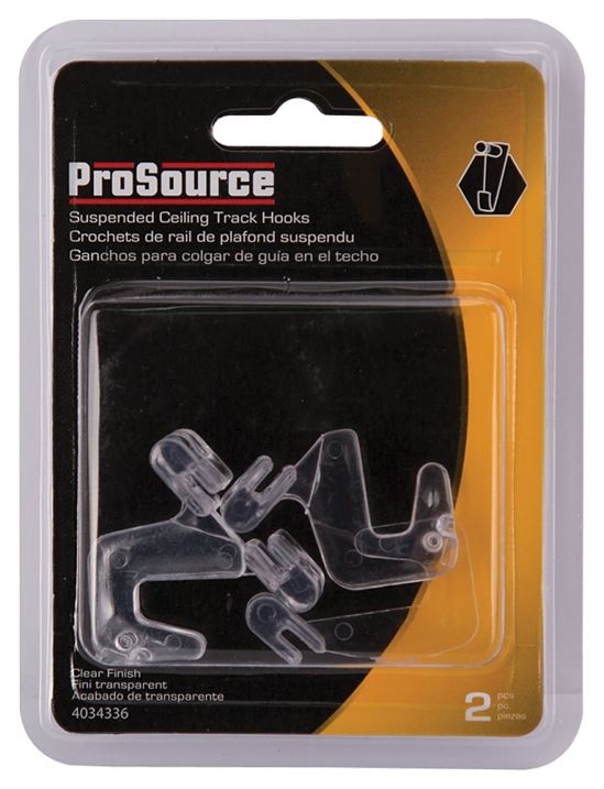 ProSource GB72733-PS Ceiling Track Hook, 1.5 in L, 0.35 in H, PVC, Clear, Wall Mount Mounting - VORG4034336