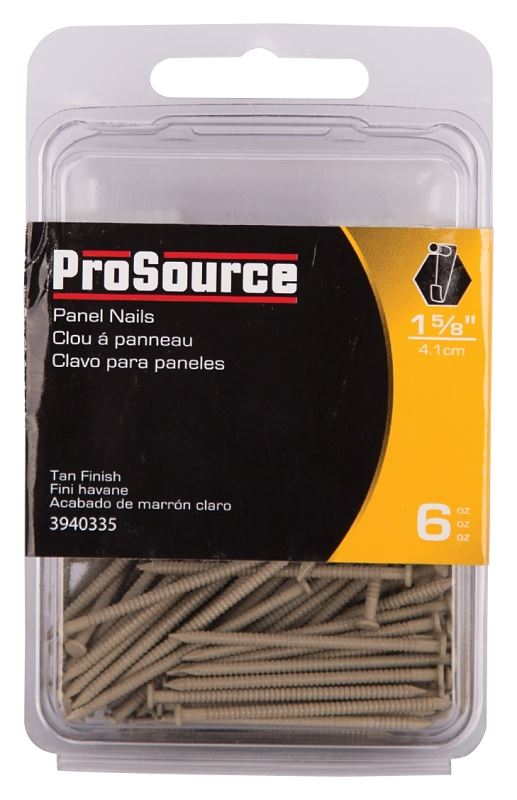 ProSource NTP-085-PS Panel Nail, 15D, 1-5/8 in L, Steel, Painted, Flat Head, Ring Shank, Tan, 171 lb, Pack of 5 - VORG3940335