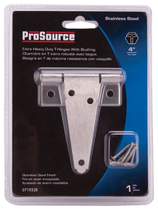 ProSource HTH-S04-C1PS T-Hinge, Stainless Steel, Brushed Stainless Steel, Fixed Pin, 180 deg Range of Motion - VORG0719328