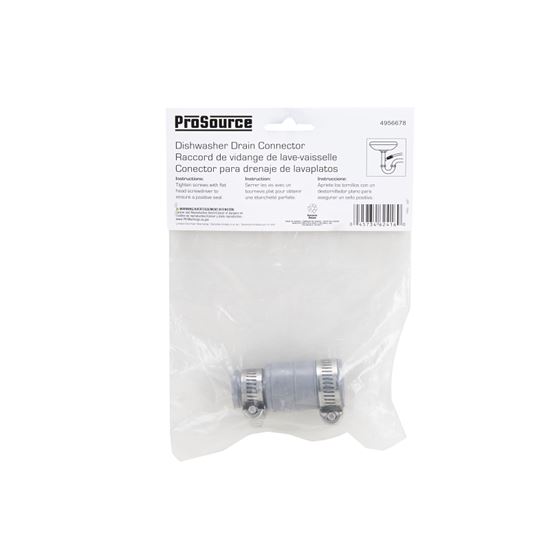 ProSource DWC-100 Dishwasher Connector with Clamp, 3/4 x 1 in, Hose Clamp, PVC, Gray - VORG4956678