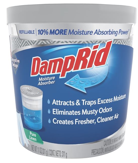 DampRid FG01PLSB Refillable Moisture Absorber, 11 oz Tub, Solid, Pure Linen