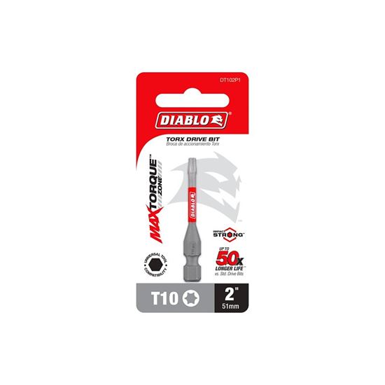 Diablo DT102P1 Screwdriver Insert Bit, #10 Drive, Torx Drive, 2 in L - VORG9930827