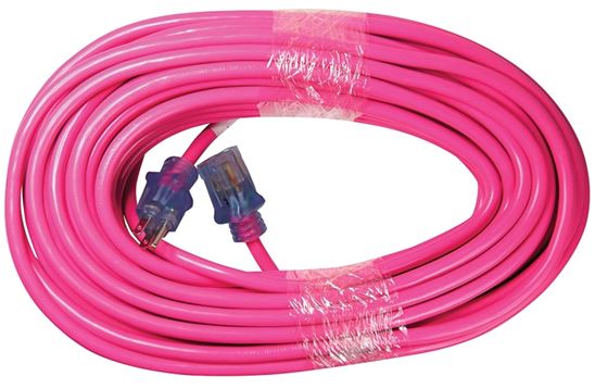 PowerZone ORN513833 Extension Cord, 12 AWG Cable, 80 ft L, 15 A, 125 V, Neon Pink - VORG4380333