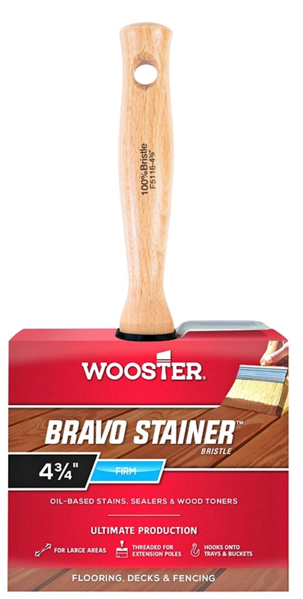 Wooster F5116-4-3/4 Paint Brush, 4-3/4 in W, 2-3/4 in L Bristle, China Bristle, Threaded Handle