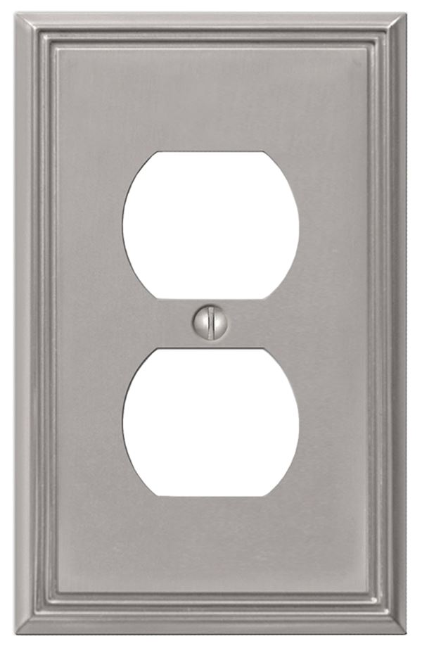 AmerTac Metro Line 77DBN Outlet Wallplate, 4-7/8 in L, 3 in W, 1 -Gang, Metal, Brushed Nickel, Wall Mounting