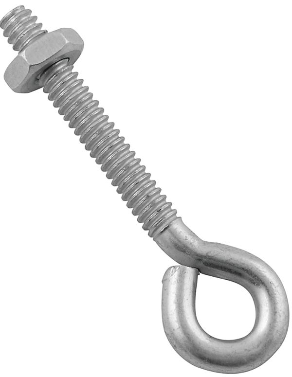 National Hardware N221-069 Eye Bolt, #10-24 Thread, 1-1/4 in L Thread, 0.28 in ID Dia Eye, 1.41 in L Shank, Steel, Zinc, Pack of 20