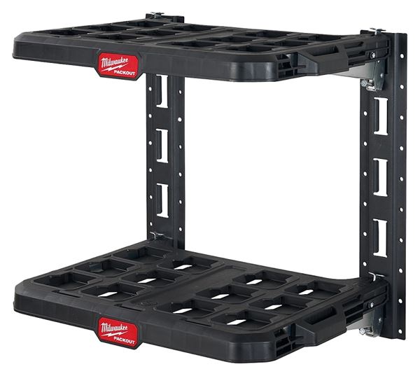 Milwaukee PACKOUT 48-22-8480 Racking Kit, 5 lb, 21-1/2 in OAW, 17.6 in OAD, 20 in OAH, 2-Shelf, Black