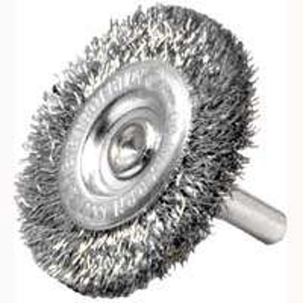 Weiler 36412 Wire Wheel Brush, 2 in Dia, 1/4 in Arbor/Shank, Steel Bristle