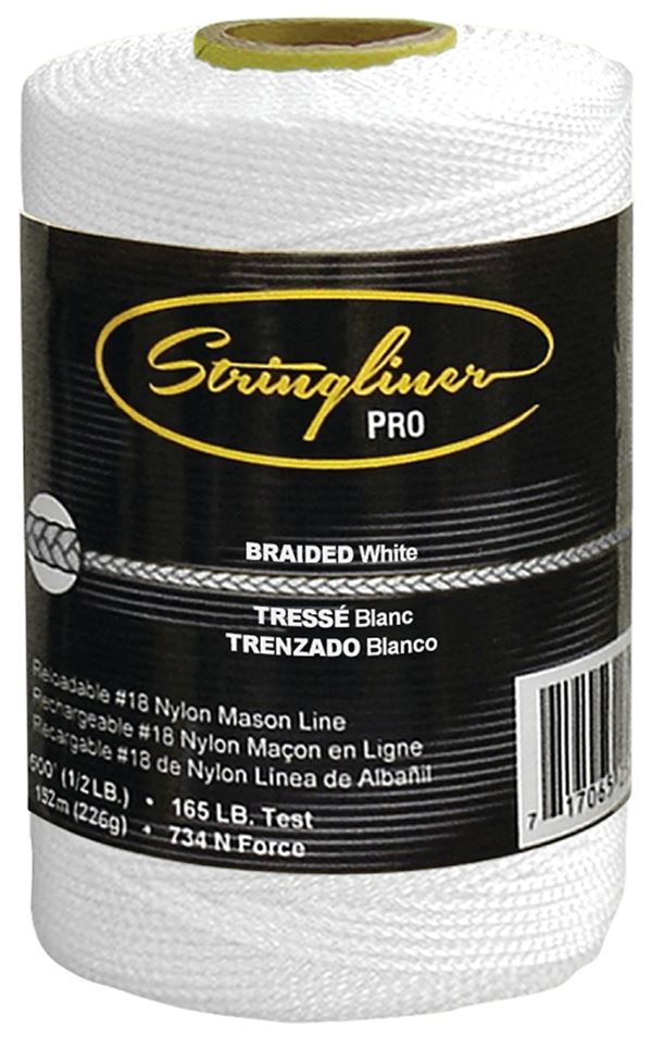 Stringliner Pro Series 35453 Construction Line, #18 Dia, 500 ft L, 165 lb Working Load, Nylon, White