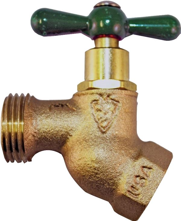 arrowhead 253LF Hose Bibb, 1/2 x 3/4 in Connection, FIP x Male Hose Thread, 125 psi Pressure, Bronze Alloy Body