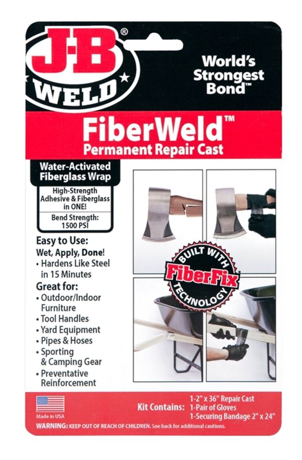 J-B Weld 38236 Fiberglass Repair Cast, 36 in L, 2 in W, Black