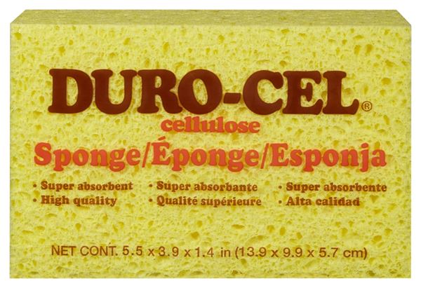 Duro-Cel 03070 Sponge, 6 in L, 4 in W, 1-1/2 in Thick, Cellulose, Yellow