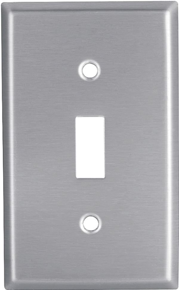 Eaton 93071-BOX1 Wallplate, 4-1/2 in L, 2-3/4 in W, 1-Gang, Stainless Steel, Clear, Satin