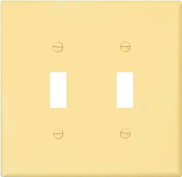 Eaton Wiring Devices PJ2V Wallplate, 4-7/8 in L, 4.94 in W, 2 -Gang, Polycarbonate, Ivory, High-Gloss