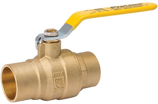 B & K 107-853NL Ball Valve, 1/2 in Connection, Sweat x Sweat, 600/125 psi Pressure, Standard Actuator, Brass Body