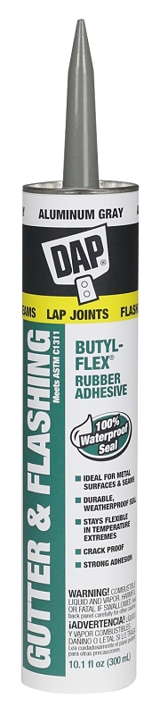 DAP Butyl-Flex 18188 Gutter and Flashing Sealant, Gray, Paste, 10.1 fl-oz Cartridge, Pack of 12