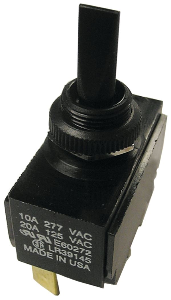 Gardner Bender GSW-114 Toggle Switch, 125/277 VAC, SPDT, Spade Terminal, Plastic Housing Material, Black